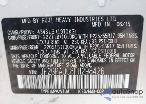 2015 Subaru Xv Crosstrek 2.0I Premium из США, поврежденный, VIN JF2GPADC8FH298426